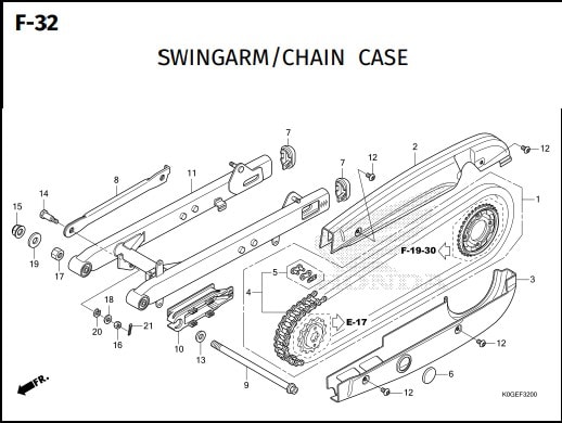 F-32 Swingarm Chain Case – Katalog Honda Super Cub 125