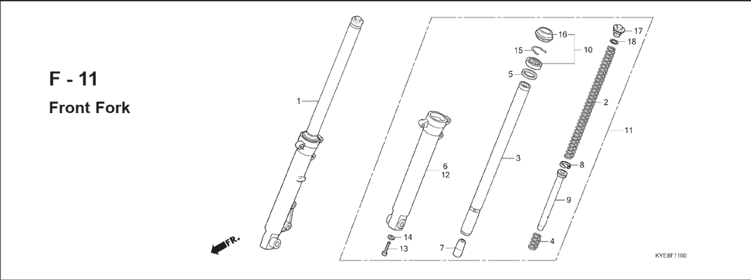 F-11 Front Fork – Katalog Suku Cadang Honda New Mega Pro Carbu KYE