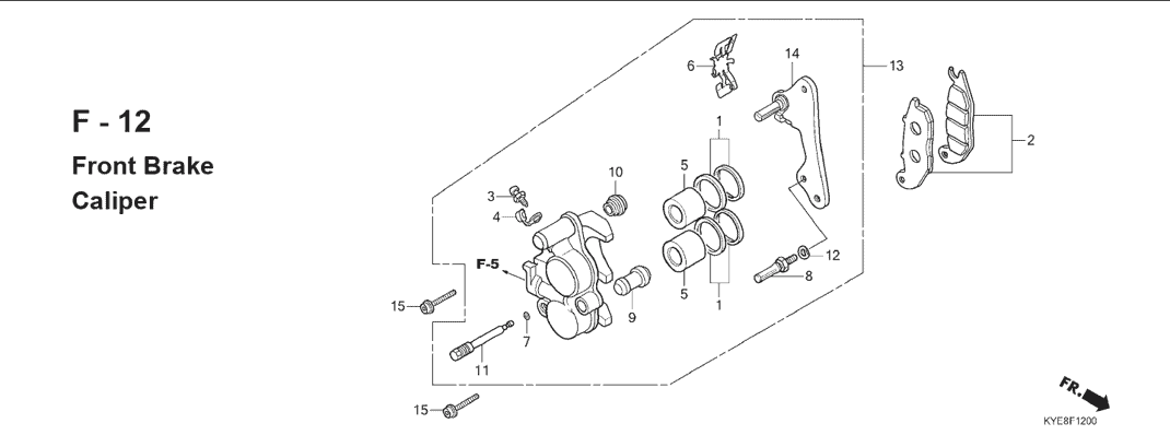 F-12 Front Brake Caliper – Katalog Suku Cadang Honda New Mega Pro Carbu KYE