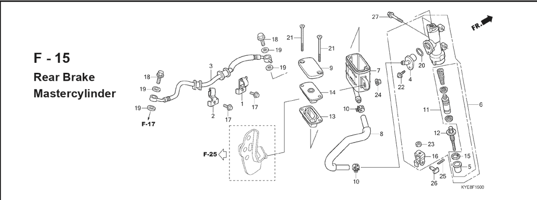 F-15 Rear Brake Master Cylinder – Katalog Suku Cadang Honda New Mega Pro Carbu KYE