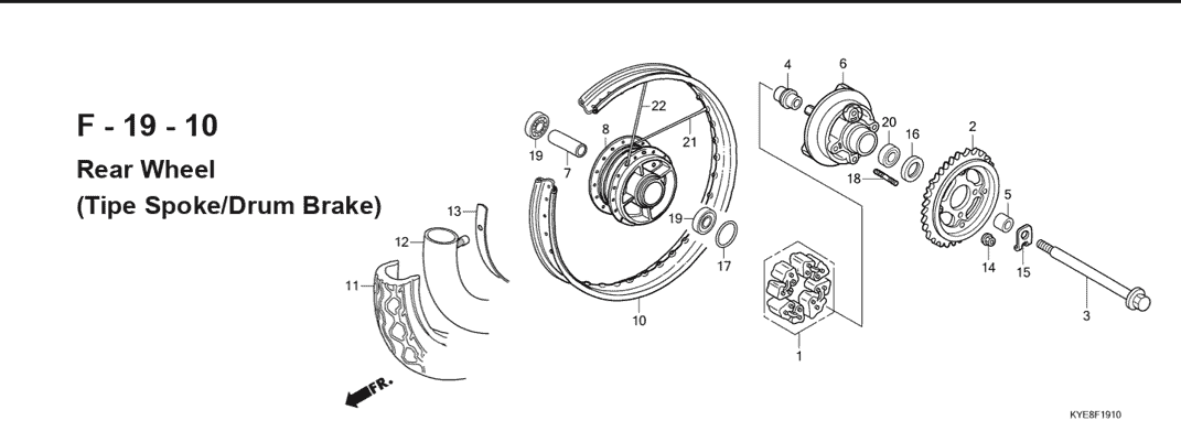 F-19-10 Rear Wheel Tipe Spoke  Drum Brake – Katalog Suku Cadang Honda New Mega Pro Carbu KYE