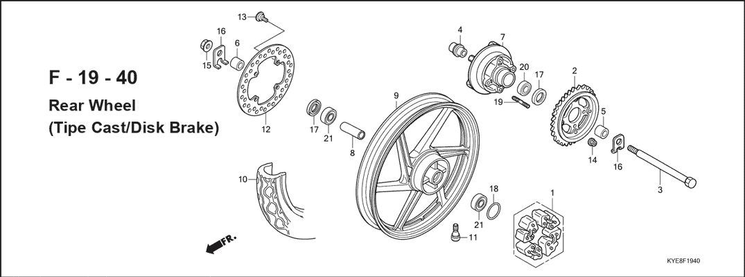 F-19-40 Rear Wheel Tipe Caswheel Disk Brake