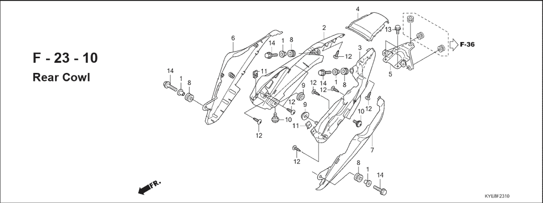 F-23-10 Rear Cowl – Katalog Suku Cadang Honda New Mega Pro Carbu KYE