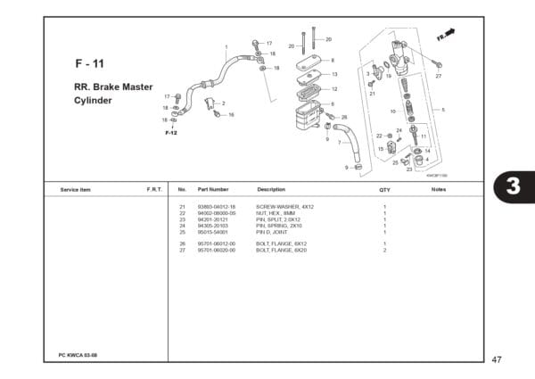 F 11 Rr Brake Master Cylinder Katalog Suku Cadang Honda Cs1 Harga