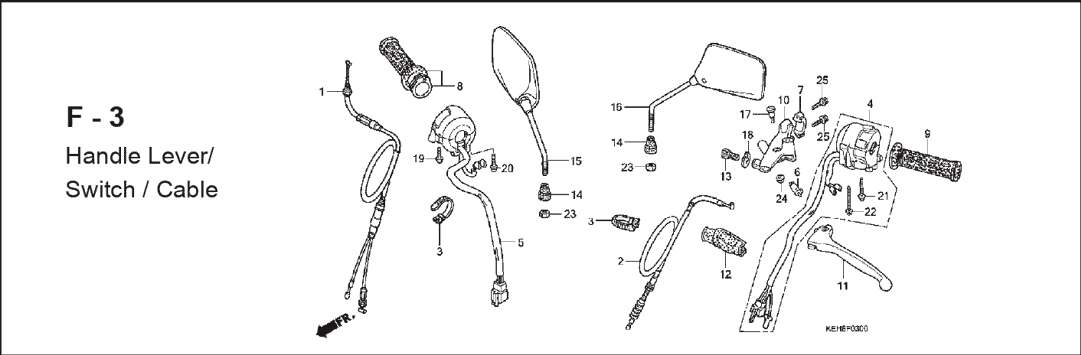 F-3 Handle Lever Swicth Cable – Katalog Suku Cadang Honda Mega Pro KEH