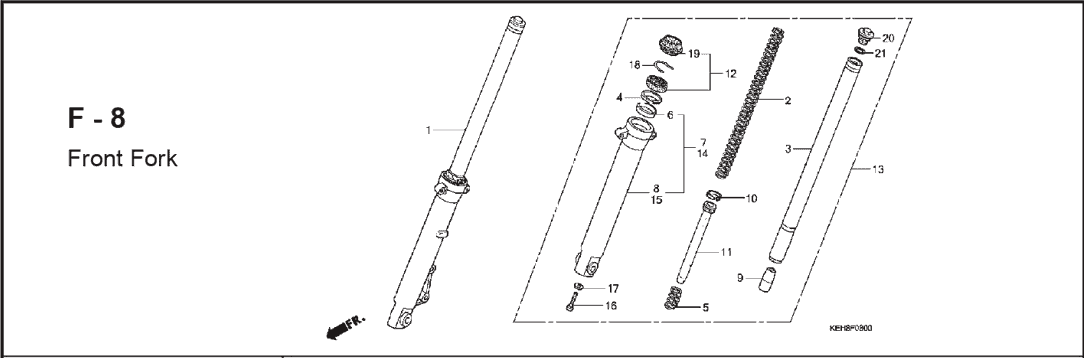 F-8 Front Fork – Katalog Suku Cadang Honda Mega Pro KEH