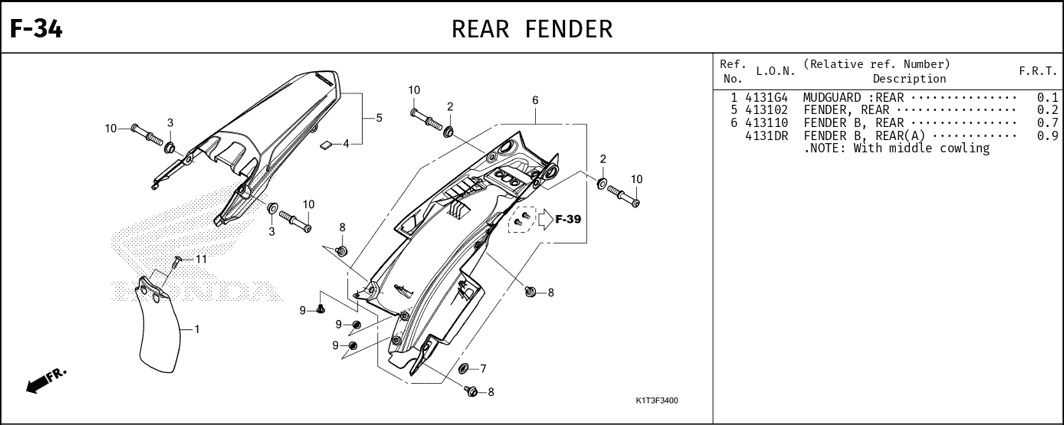 F-34 Rear Fender – Katalog Suku Cadang Honda CRF 250 Rally