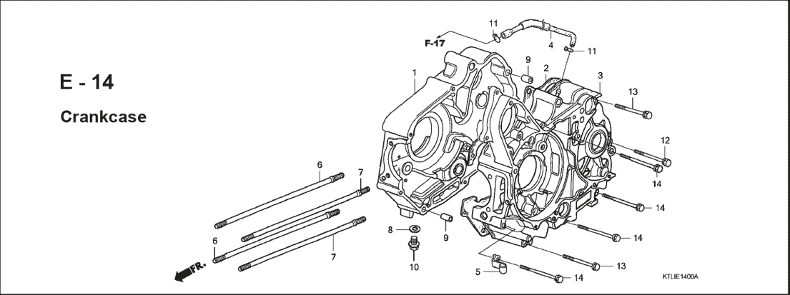 E-14 Crankcase – Katalog Suku Cadang Honda Revo 100