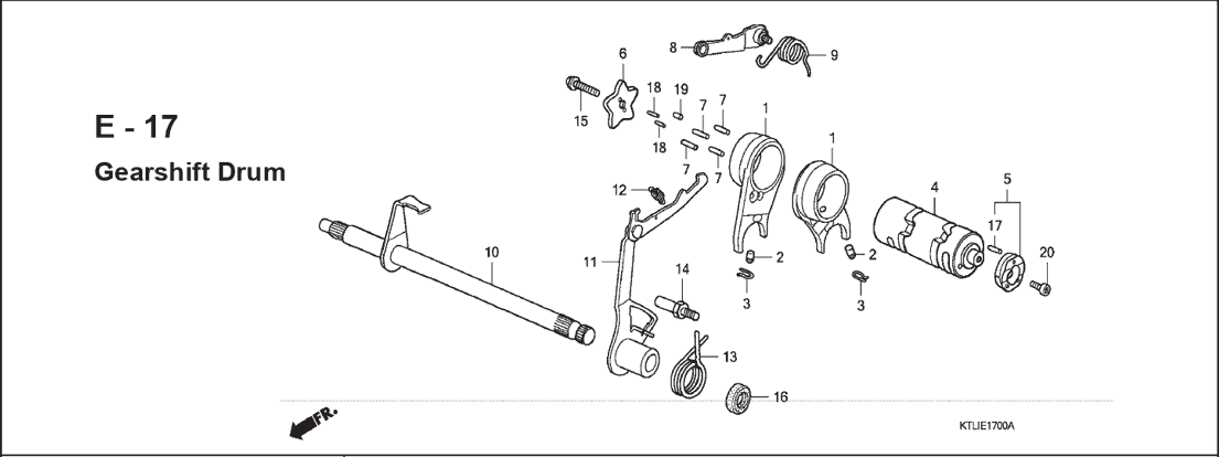 E-17 Gearshift Drum – Katalog Suku Cadang Honda Revo 100