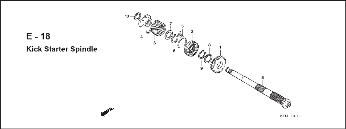 E-18 Kick Starter Spindel – Katalog Suku Cadang Honda Revo 100