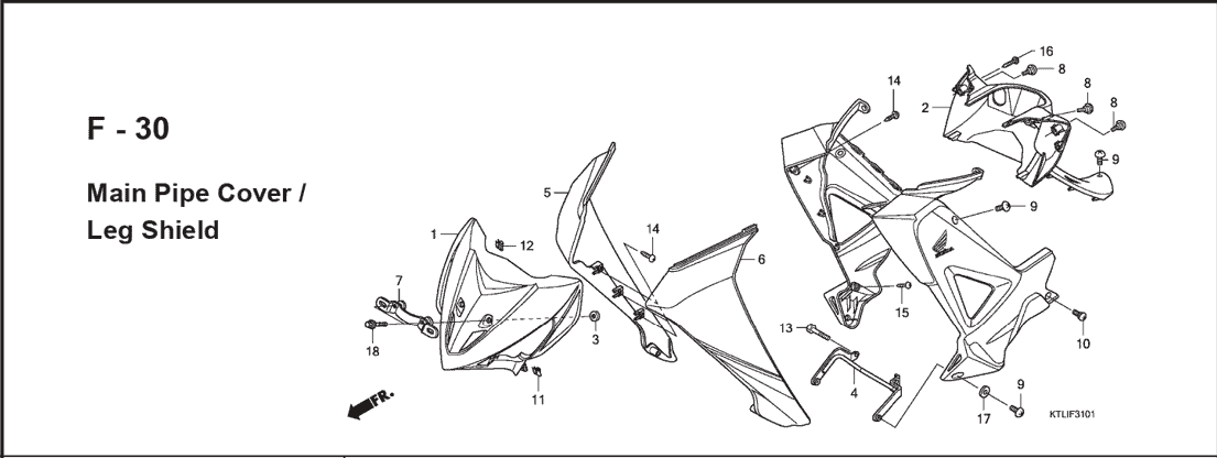F-30 Main Pipe Cover Leg Shield – Katalog Suku Cadang Honda Revo 100