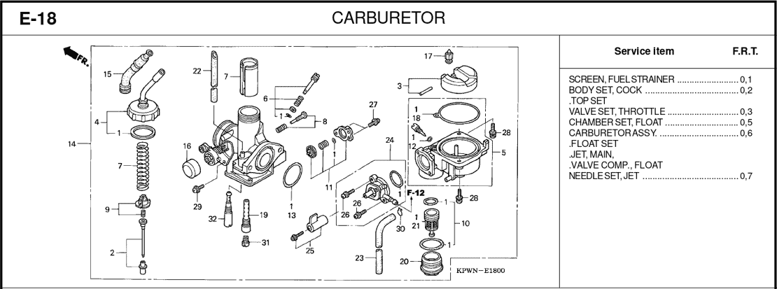 E-18 Carburetor – Katalog Suku Cadang Honda Kirana