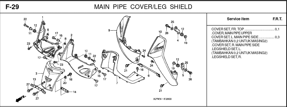 F-29 Main Pipe Cover Leg Shield – Katalog Suku Cadang Honda Kirana