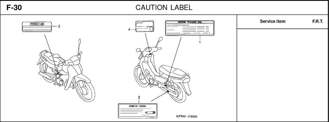 F-30 Caution Lebel – Katalog Suku Cadang Honda Kirana