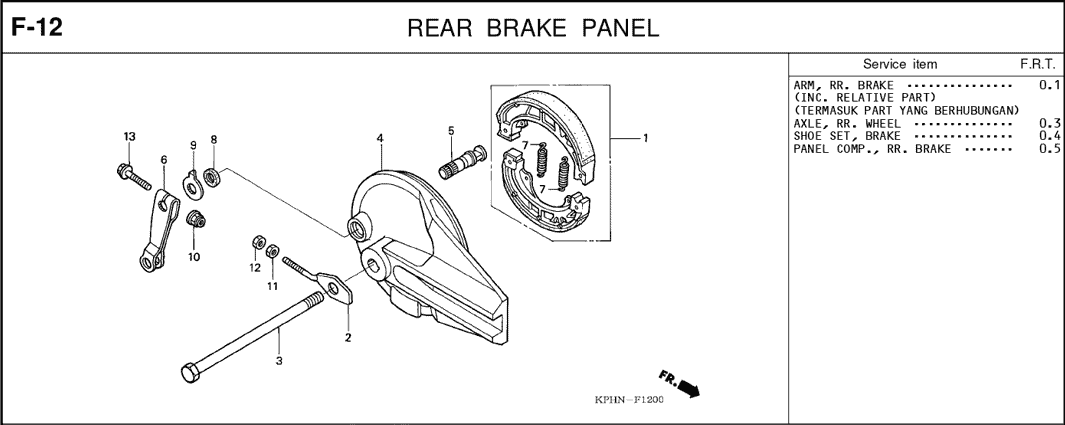 F-12 Rear Brake Panel – Katalog Suku Cadang Honda Karisma