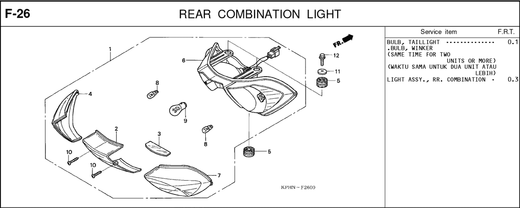 F-26 Rear Combination Light – Katalog Suku Cadang Honda Karisma