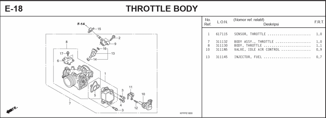 E-18 Throttle Body – Katalog Suku Cadang Honda Honda CBR 150R CBU