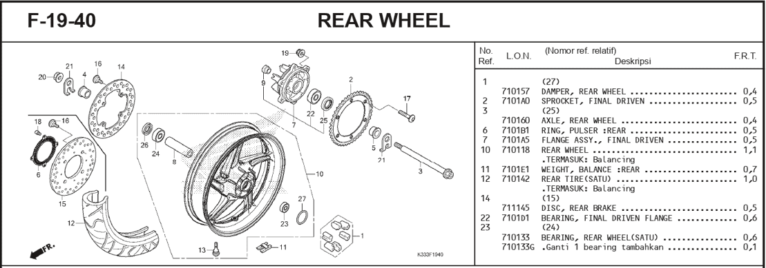 F-19-40 Rear Wheel – Katalog Suku Cadang Honda CBR 250R CBU