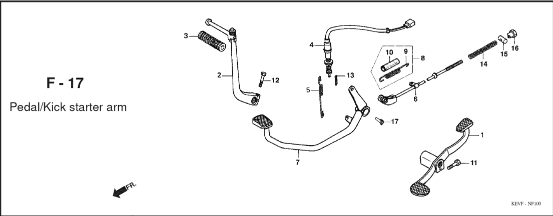 F-17 Pedal Kick Starter Arm – Katalog Suku Cadang Honda Supra 100