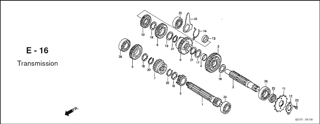 E-16 Transmission – Katalog Suku Cadang Honda Supra 100