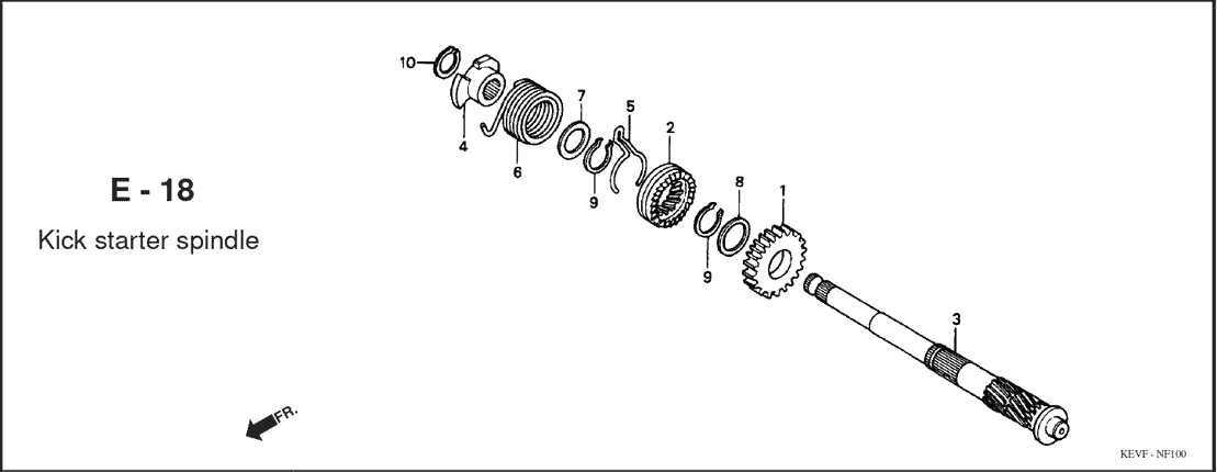 E-18 Kick Starter Spindel – Katalog Suku Cadang Honda Supra 100
