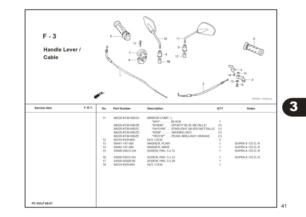 SUPRA X 125 PART CATALOG SUPRA-X 125 D SUPRA-X 125 R SUPRA-X 125 PGM-FI EDISI 13 KVL I 1 AHJ_page-0043