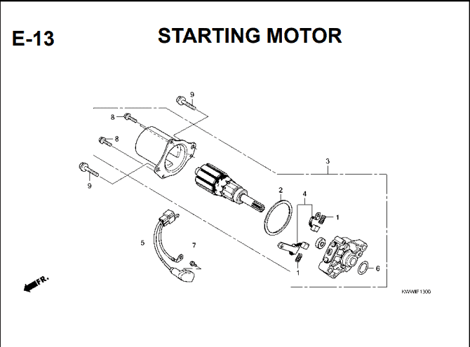 E-13 Starting Motor – Katalog Suku Cadang Honda Revo Absolute 110 Carbu