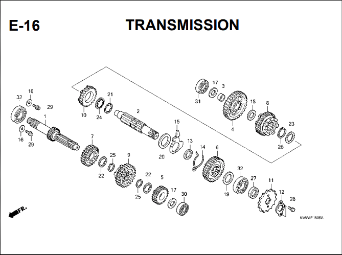 E-16 Transmission – Katalog Suku Cadang Honda Revo Absolute 110 Carbu