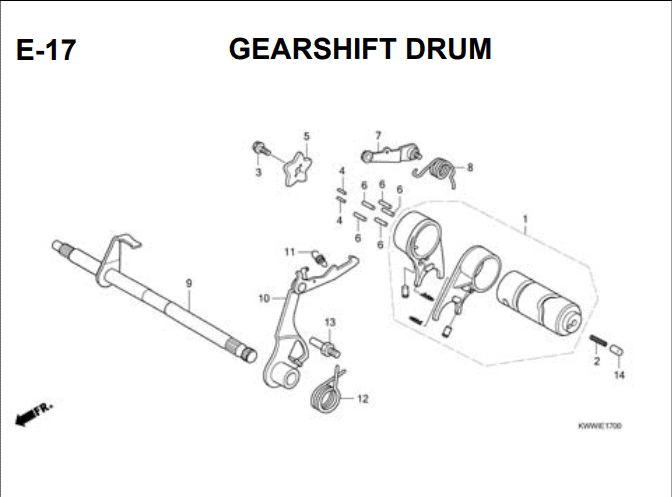 E-17 Gearshift Drum – Katalog Suku Cadang Honda Revo Absolute 110 Carbu