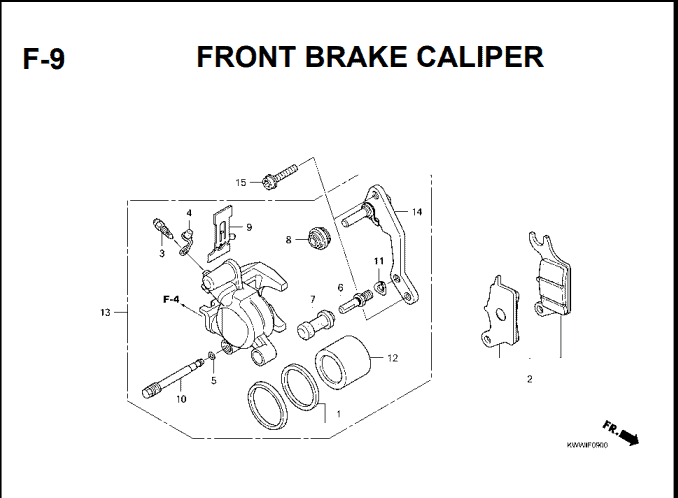 F-9 Front Brake Caliper – Katalog Suku Cadang Honda Revo Absolute 110 Carbu