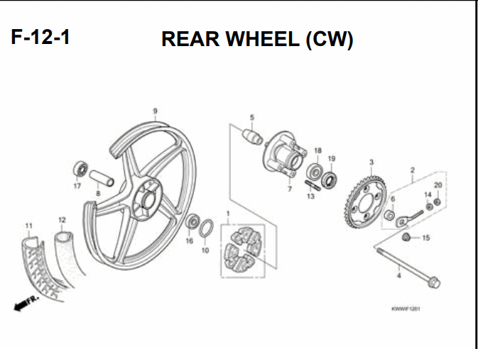 F-12-1 Rear Wheel Casting Wheel – Katalog Suku Cadang Honda Revo Absolute 110 Carbu