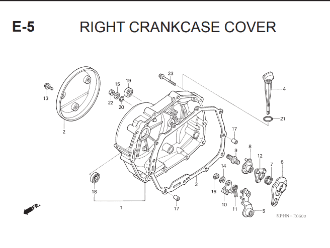 E-5 Right Crankcase Cover – Katalog Suku Cadang Honda Supra X 125 Series