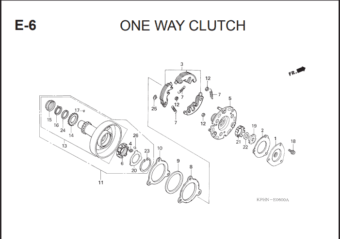 E-6 One Way Clutch – Katalog Suku Cadang Honda Supra X 125 Series