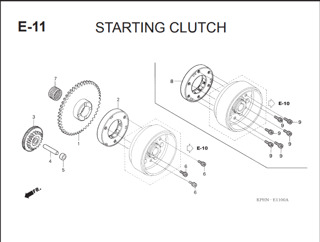 E-11 Starting Clutch – Katalog Suku Cadang Honda Supra X 125 KVL