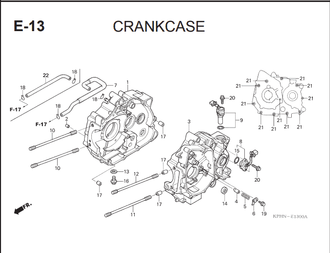 E-13 Crankcase – Katalog Suku Cadang Honda Supra X 125 KVL