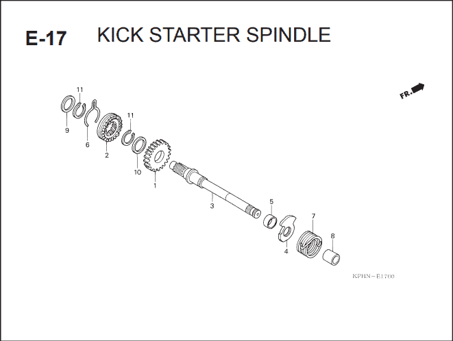 E-17 Kick Starter Spindle – Katalog Suku Cadang Honda Supra X 125 KVL