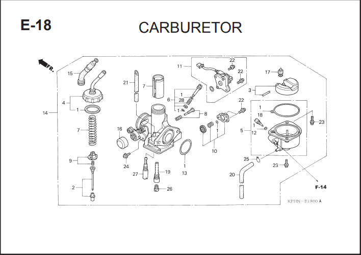 E-18 Carburetor – Katalog Suku Cadang Honda Supra X 125 KVL