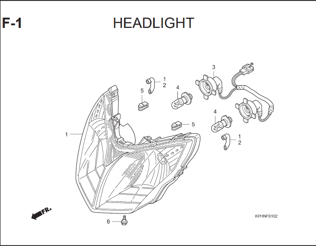 F-1 Headligh – Katalog Suku Cadang Honda Supra X 125 KVL