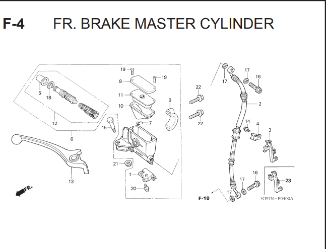 F-4 Fr. Brake Master Cylinder – Katalog Suku Cadang Honda Supra X 125 KVL