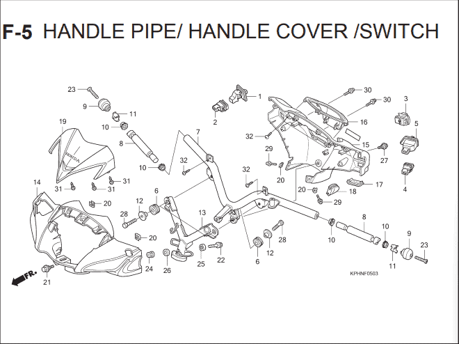 F-5 Handle Pipe Handle Cover Switch – Katalog Suku Cadang Honda Supra X 125 KVL