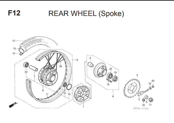 F-12 Rear Wheel ( Spoke ) – Katalog Suku Cadang Honda Supra X 125 KVL