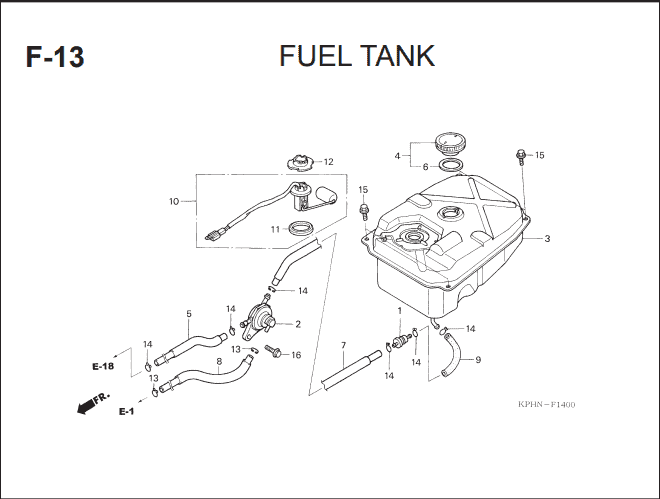 F-13 Fuel Tank (Tipe Carburetor) – Katalog Suku Cadang Honda Supra X 125 KVL