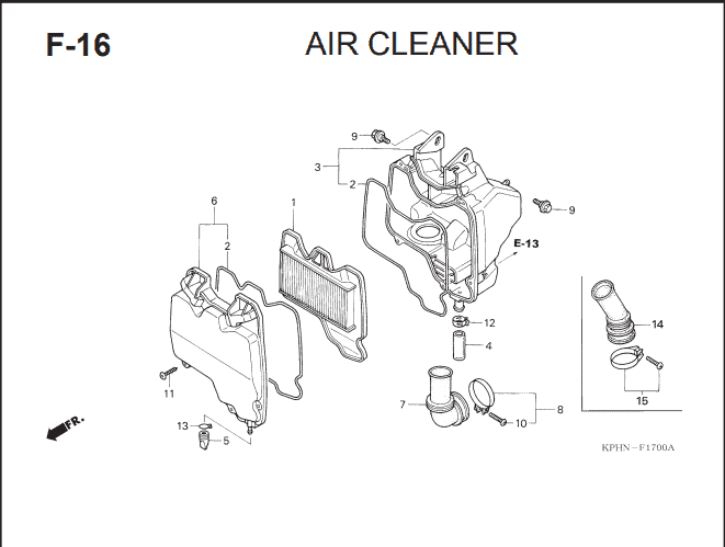 F-16 Air Cleaner – Katalog Suku Cadang Honda Supra X 125 KVL