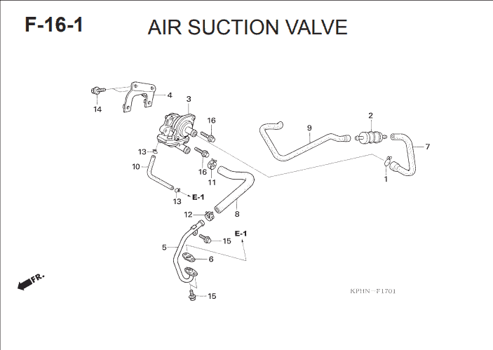 F-16-1 Air Suction Valve (Carburetor) – Katalog Suku Cadang Honda Supra X 125 KVL