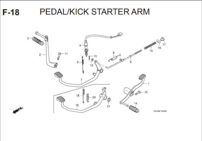 F-18 Pedal Kick Starter Arm – Katalog Suku Cadang Honda Supra X 125 KVL