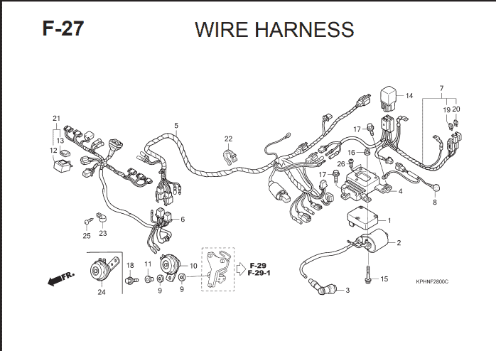 F-27 Wire Harness (TipeCarburetor) – Katalog Suku Cadang Honda Supra X 125 KVL