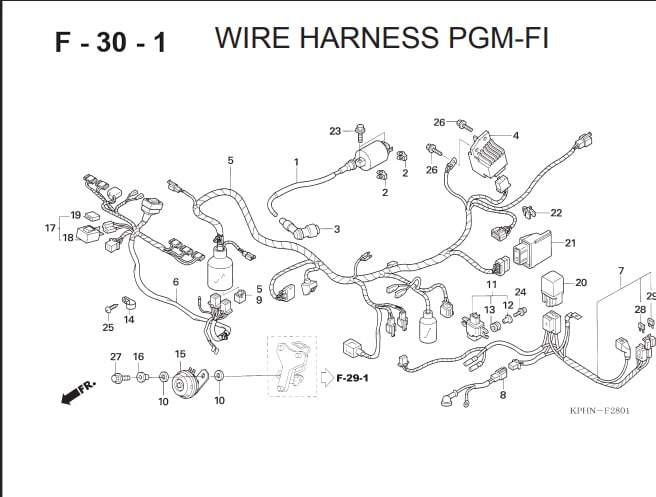 F-30-1 Wire Harness (tipe PGM-FI) – Katalog Suku Cadang Honda Supra X 125 Series