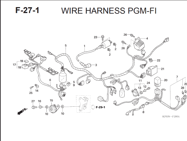 F-27-1 Wire Harness (Tipe PGM-FI) – Katalog Suku Cadang Honda Supra X 125 KVL