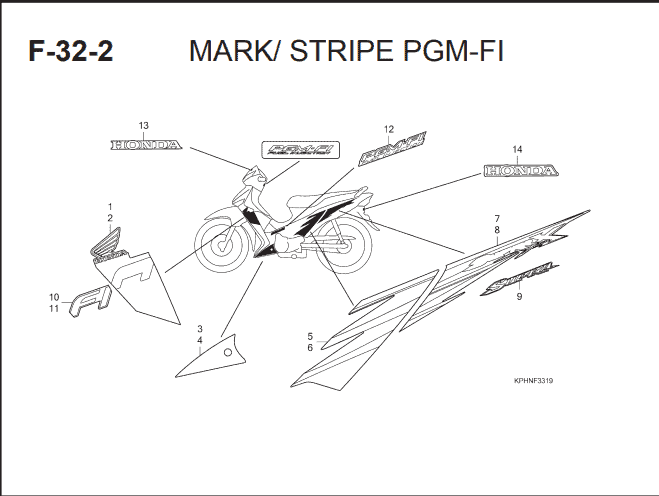 F-32-2 Mark Stripe – Katalog Suku Cadang Honda Supra X 125 KVL