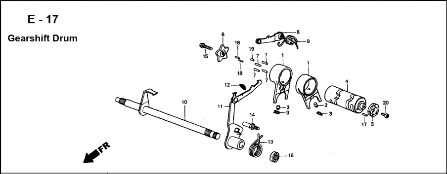 E-17 Gearshift Drum – Katalog Suku Cadang Honda Astrea Legenda